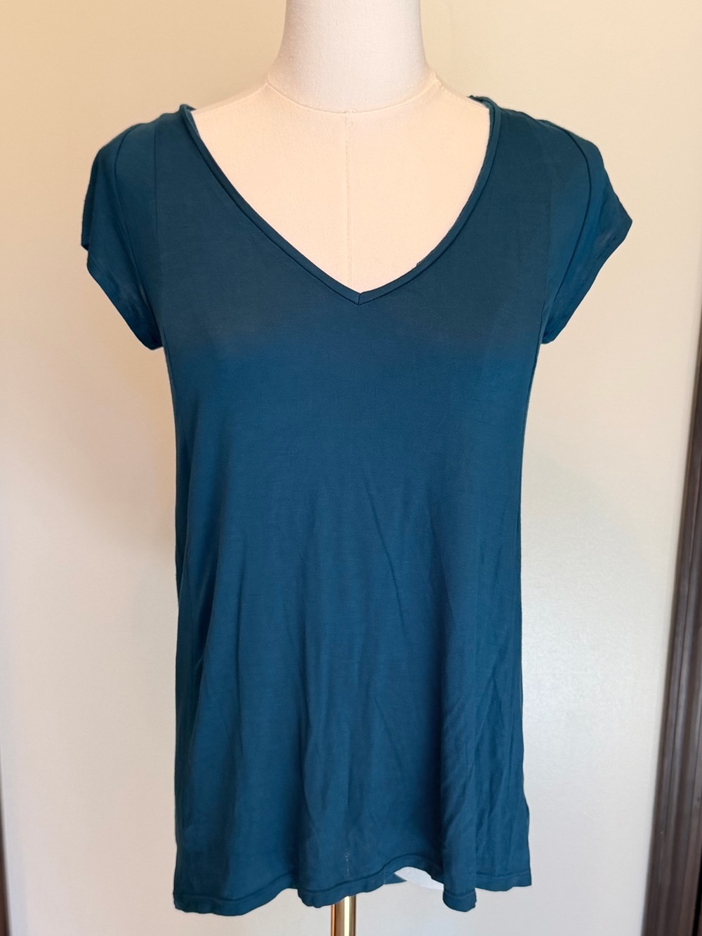 Anthropologie Deletta Teal V-Neck Short Sleeve Top